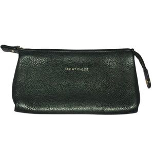See By Chloé Black Leather Wallet Zipper MultiPocket Clutch Gold Hardware Mini